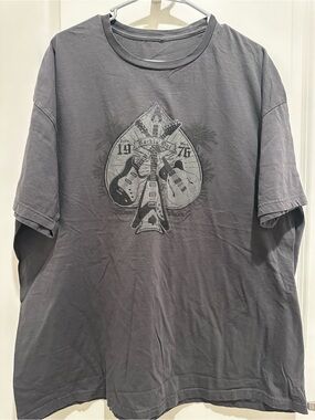 Men's Gray Graphic Rock Guitar T‑Shirt by Sonoma XXL